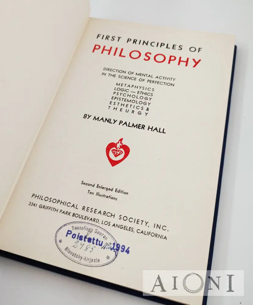 First Principles Of Philosophy Kirjat